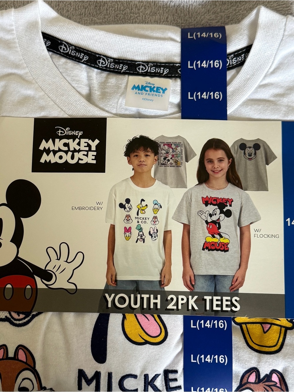 Disney Mickey Mouse Youth 2 Pack Tees, Large